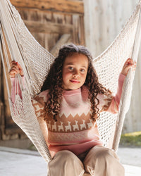 Llama Jacquard Sweater Dusty Pink - H20MT72_276