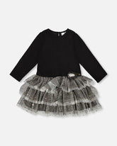 Robe de fête à jupe en tulle scintillante noir
