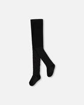 Collants en tricot noir avec motif d'étoiles ton sur ton