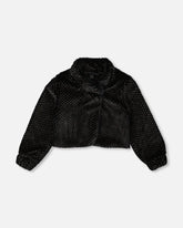 Veste courte en fausse fourrure noir