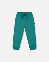 Pantalon de jogging en molleton à genoux articulés vert gris foncé