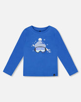 T-shirt à manches longues en jersey de coton biologique bleu