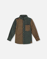 Chemise en flanelle à manches longues à carreaux jaune et vert