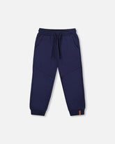 Pantalon de jogging en molleton avec poches bleu marine