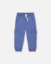 Pantalon de jogging en molleton avec poches cargo bleu marine
