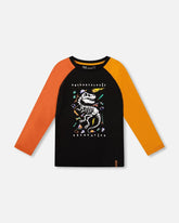 T-shirt en jersey à manches raglan longues noir