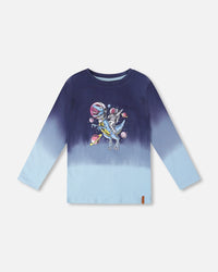 Long Sleeve Organic Cotton Gradient Jersey Tee Blue - H20U72_484