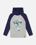Organic Cotton Jersey Hooded Raglan Sleeve Tee Navy Blue - H20U75_481