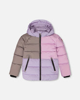 Manteau matelassé blocs de couleurs gris violacé
