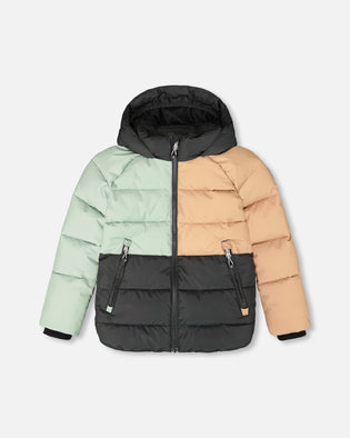 Colorblocked Puffy Winter Coat Black - H20W57_999