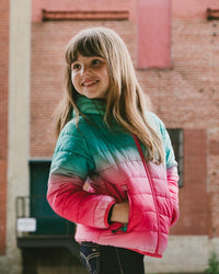Quilted Mid-Season Jacket Green And Pink Gradient - H20W64_035