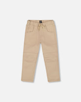 Pantalon jogger en sergé avec poches plaquées caramel clair