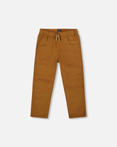 Pantalon jogger en sergé avec poches plaquées brun bronze