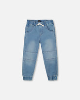 Pantalon de jogging en denim de molleton bleu pâle denim