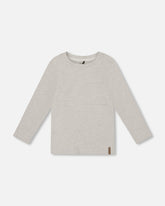 T-shirt à poche en jersey de coton biologique gris beige chiné