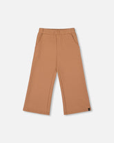 Pantalon évasé en tricot gaufré brun caramel moyen