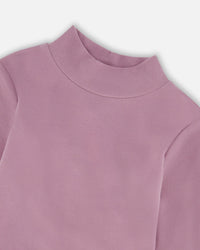 Super Soft Ribbed Mock Neck Top Purple Gray - H20YG71_544