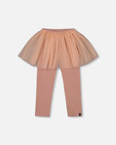 Legging avec jupe en tulle vieux rose