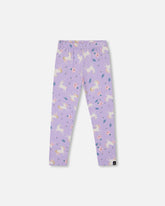 Legging en jersey extensible lilas imprimé licornes