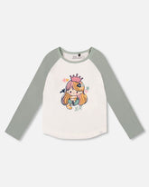 T-shirt en jersey à manches raglan blanc cassé