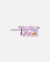 Trousse à crayons double lilas imprimé fleurs rétro