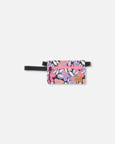 Trousse à crayons double noir imprimé fleurs rétro