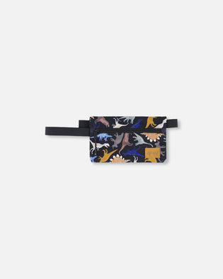 Double Pencil Case Black Dinosaur Print - H20ZEC_026