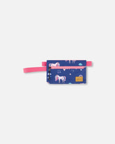 Trousse à crayons double marine imprimé licornes