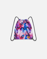 Sac à cordon noir imprimé papillons