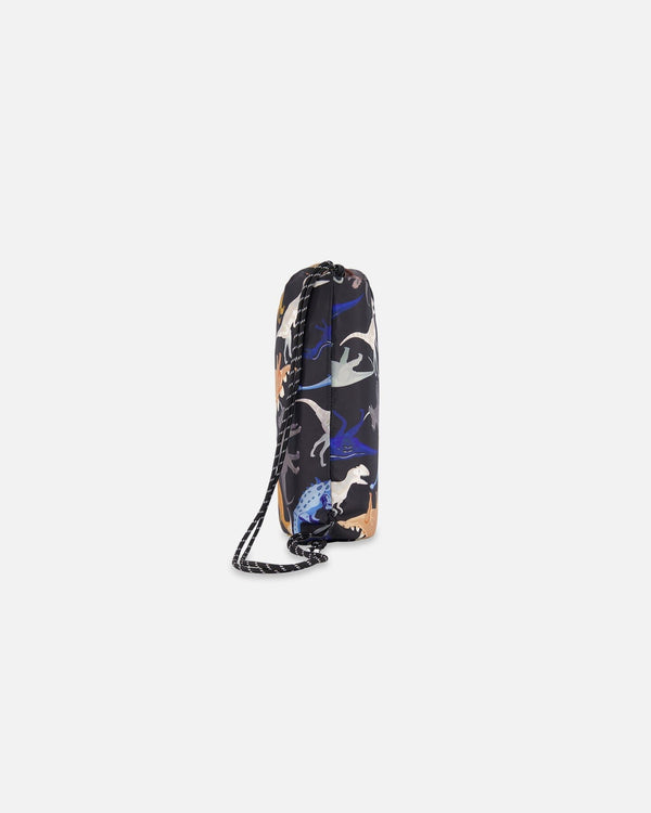 Drawstring Bag Black Dinosaur Print - H20ZSC_026