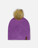 Bonnet en jersey mi-saison avec pompon lavande