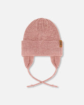 Bonnet en tricot de mi-saison vieux rose pour bébé