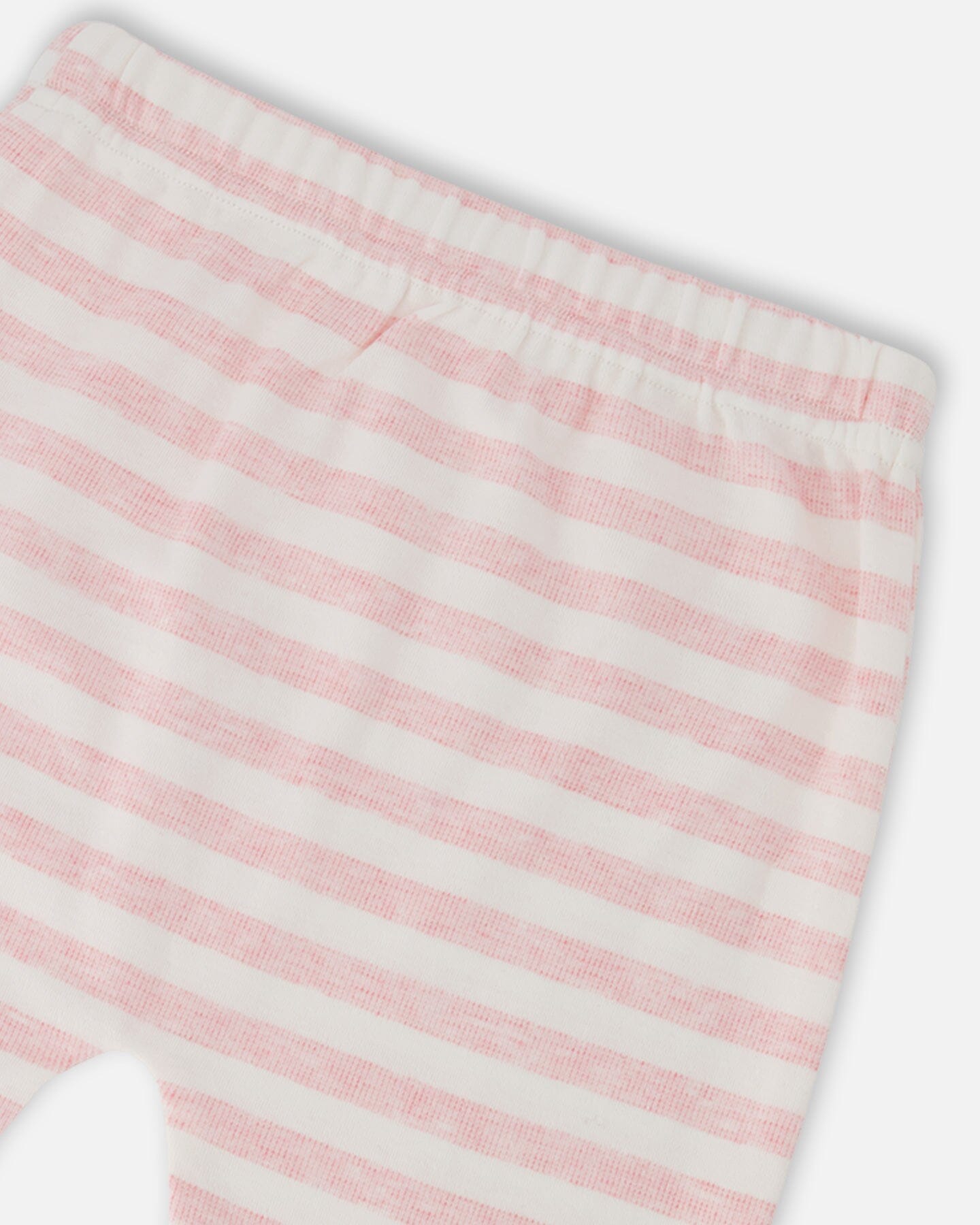 Cotton Jersey Top And Pants Set White And Pink Stripes - H30B15_3H189