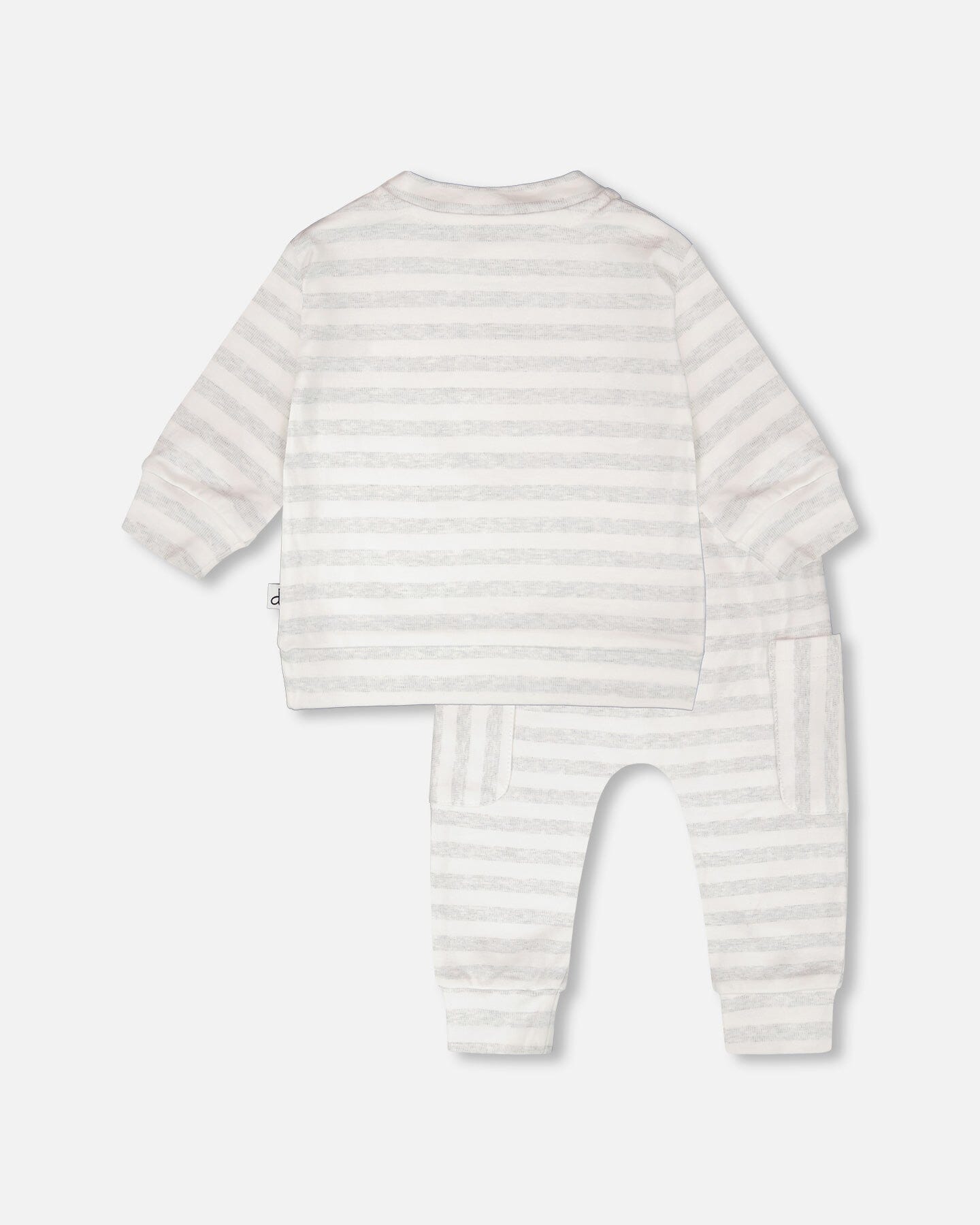 Soft Jersey Sweater And Pants Set White And Grey Stripes - H30D12_3H211