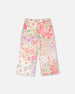 French Terry Pants Pink Printed Flowers - H30F20_3H216
