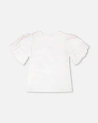 Organic Cotton Jersey Top White With Embroidery - H30H71_01000
