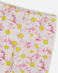 Jersey Capri Pink Printed Daisies - H30I60_3H136
