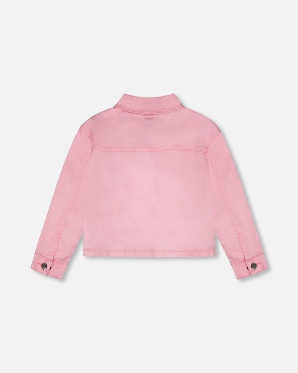 Pink Denim Jacket With Embroidered Patches - H30L50_06050