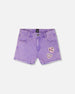 Mauve Denim Shorts With Embroidery - H30M27_05130