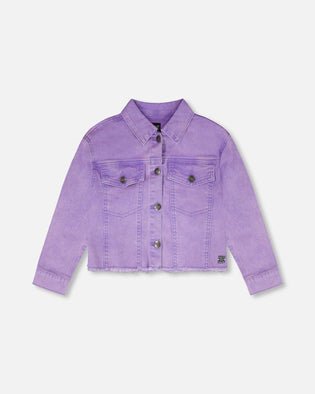 Mauve Denim Jacket With Embroidery - H30M50_05130