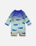 Baby And Toddlers One-Piece Long Sleeve Rashguard Blue Whale Print - H30OB15_3H156
