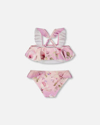 Two-Piece Swimsuit Purple Flower Print - H30OG12_3H143