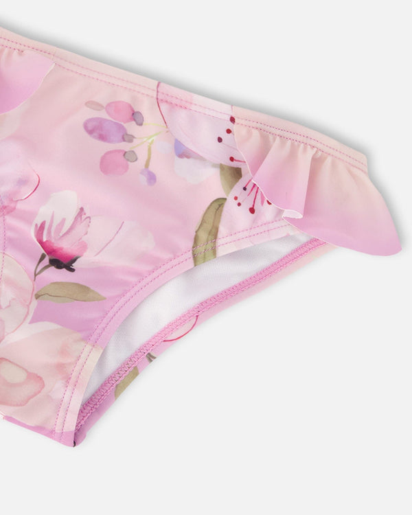 Two-Piece Swimsuit Purple Flower Print - H30OG12_3H143