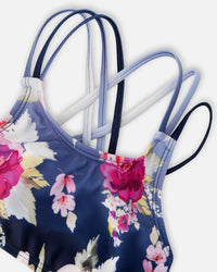 Two-Piece Swimsuit Blue Rose Print - H30OG23_3H144