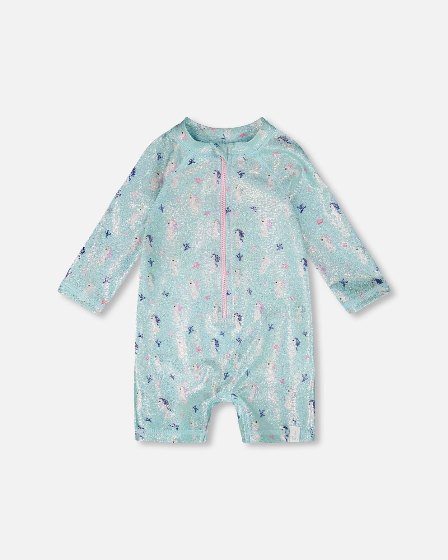 Baby And Toddler One-Piece Long Sleeve Rashguard Blue Seahorse Print - H30OG60_3H150