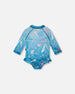 Baby And Toddler One-Piece Long Sleeve Rashguard Blue Shell Print - H30OG70_3H153
