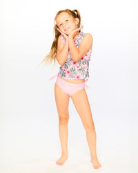 Two-Piece Swimsuit Pink Hibiscus Print - H30OG71_3H152