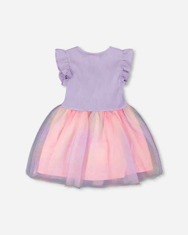 Bi-Material Mesh Dress Lilac - H30Q92_05001