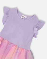 Bi-Material Mesh Dress Lilac - H30Q92_05001