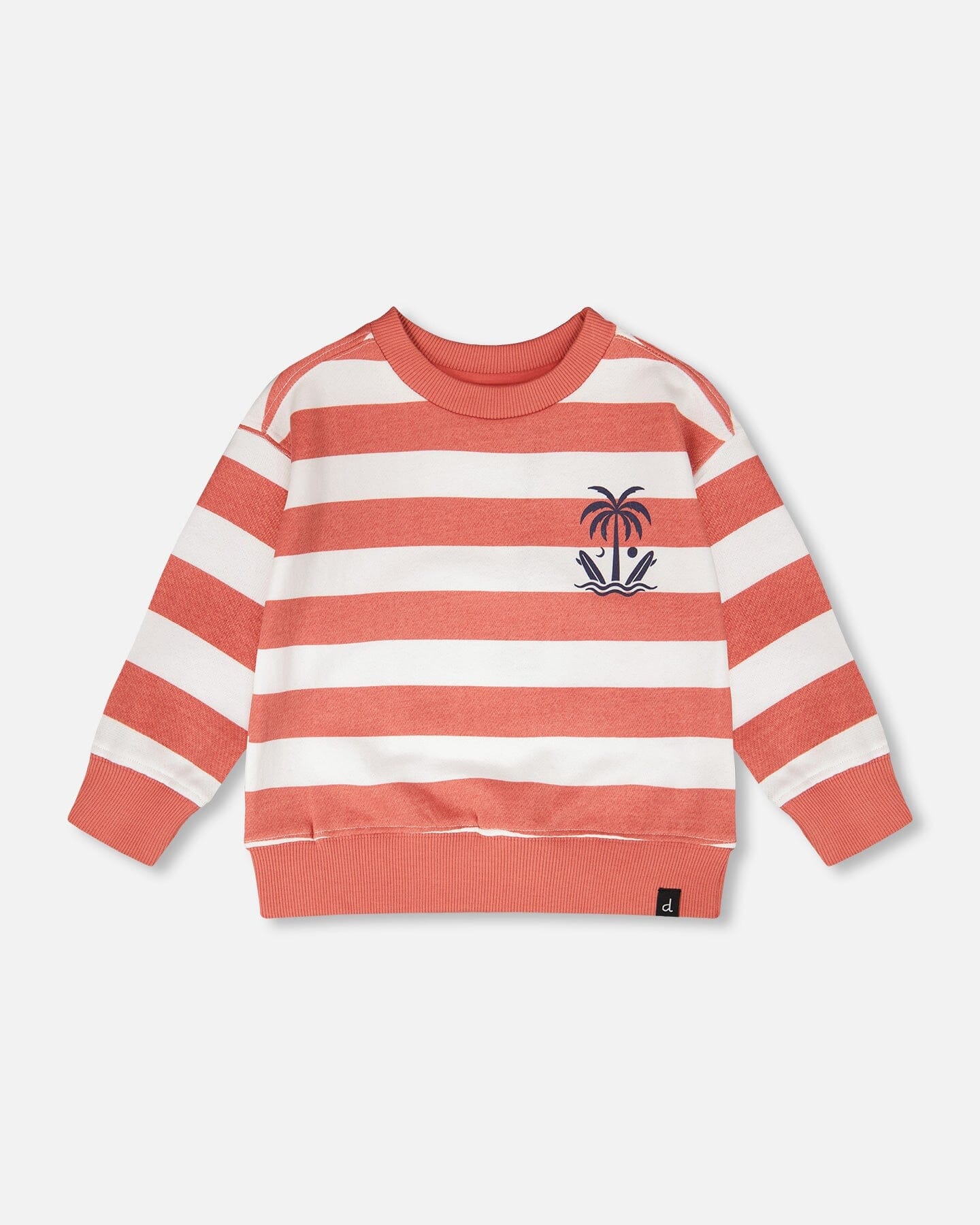French Terry Sweatshirt Brick And White Stripes - H30T30_3H047